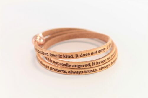 Corinthians Leather Wrap, Love Is Patient Bracelet, Wedding, Anniversary, Christian Jewelry