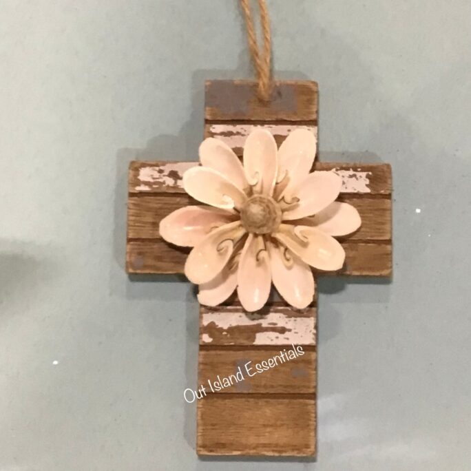 Distressed Faith Ornaments I Seashells & Wood Cross Christian God Is Love Icoastal Christmasicros
