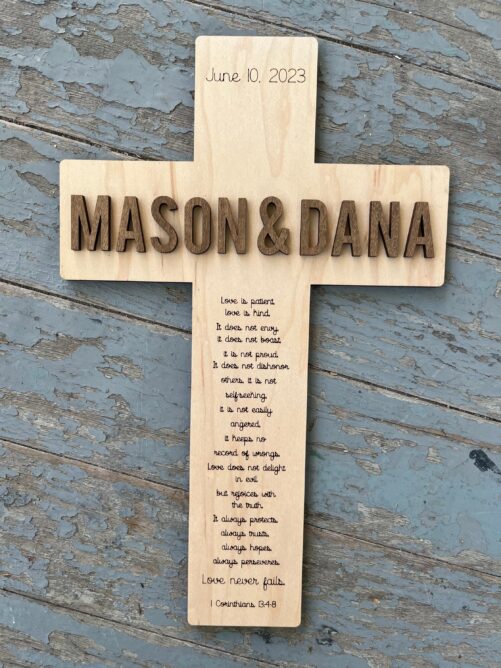 Personalized Wedding Cross, Custom Gift, Love Is Patient Cross