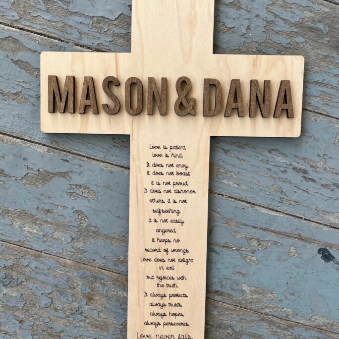 Personalized Wedding Cross, Custom Gift, Love Is Patient Cross