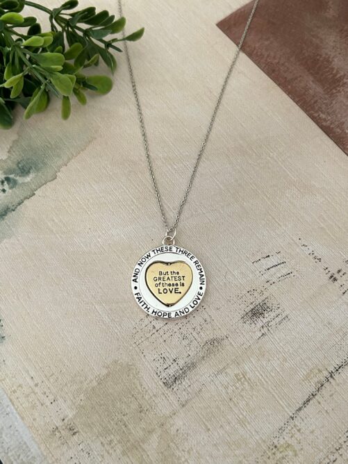 But The Greatest Of These Is Love Bible Verse Spinner Necklace, Christian Gifts Jewelry, Motivational Scripture Charms, Faith Hope And