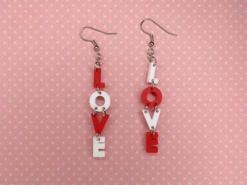 Finished Acrylic Love Earrings - Custom Laser-Cut Jewelry Collection