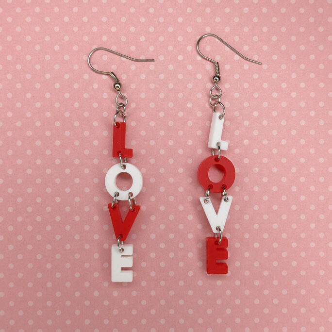 Finished Acrylic Love Earrings - Custom Laser-Cut Jewelry Collection