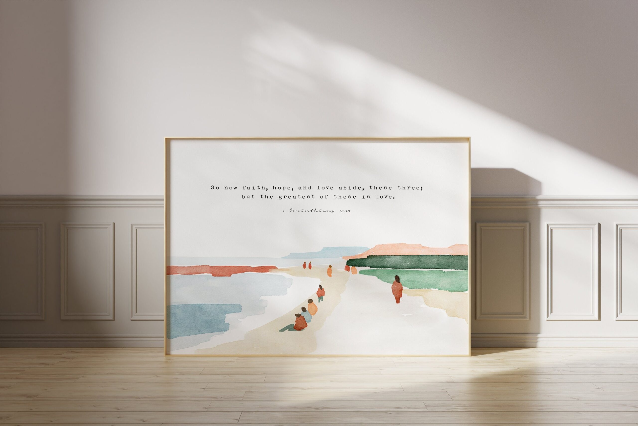 1 Corinthians 13 Faith Hope Love Watercolor Art Print, Christian Wall Decor Quote Gift For Christians