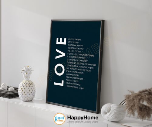 1 Corinthians 134-8 Bible Verse Wall Art Love Definition Scripture Quote Prints | Christian Home Office Decor -P590