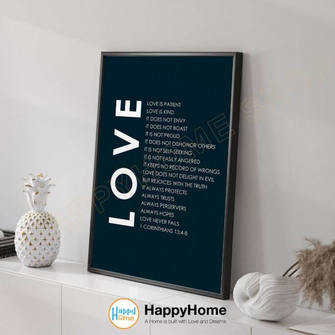 1 Corinthians 134-8 Bible Verse Wall Art Love Definition Scripture Quote Prints | Christian Home Office Decor -P590