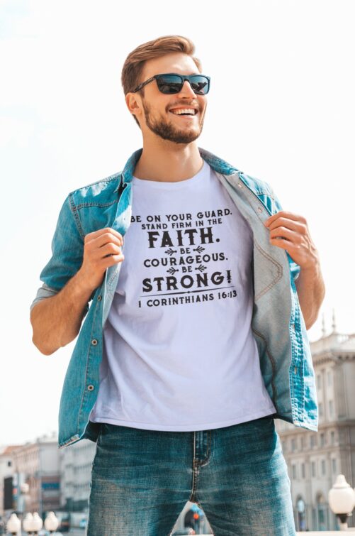 1 Corinthians 1613, Tshirt, Mens T-Shirt, Ephesians Psalm, Gym Workout Lifting Fitness Christian Shirt, Bible, God, Jesus, Cool, Father
