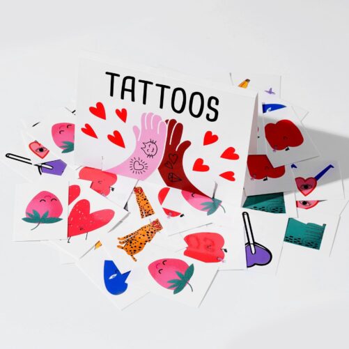 100 Love & Hearts Temporary Tattoos. Modern Valentine's Day Wedding Favors