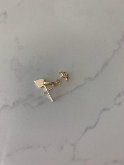 14K Gold Heart, Cross & Anchor Pendant | Faith, Hope Love Charm Heart Triple