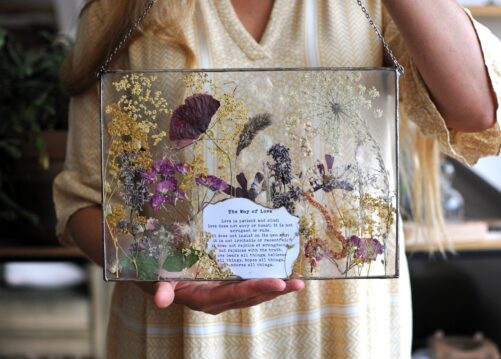 8.27 X 11.69 Inches, Wedding Gift Personalised, Love Is Patient, Pressed Flower Frame, Bible Verse Art, Anniversary Gift, Bible Quote