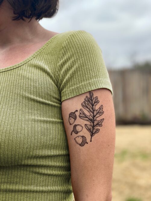 Acorn & Oak Leaves Temporary Tattoo, Nature Lover Gift, Stocking Stuffers & Party Favors
