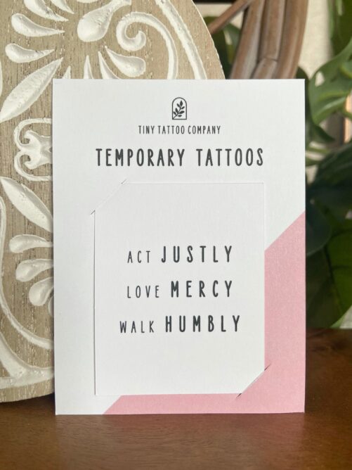 Act Justly Love Mercy Walk Humbly Temporary Tattoo | Micah 68 Christian Gift Scripture Memorization Bible Verse Religious