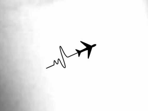 Airplane Heartbeat Temporary Tattoo/Airplane Tattoo Travel Ekg Love Heartbeat Wrist