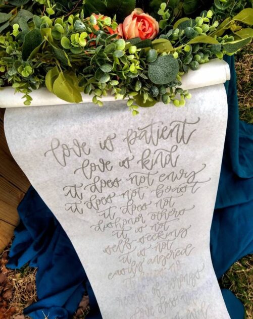 Any Quote Or Lyrics Handlettered Table Scroll // Calligraphy Banner Decor Runner Hanging Sign Paper Wedding Ideas