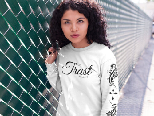 Bible Verse Custom Long Sleeve T Shirt | Trust in The Lord Your On Front Unisex Tee