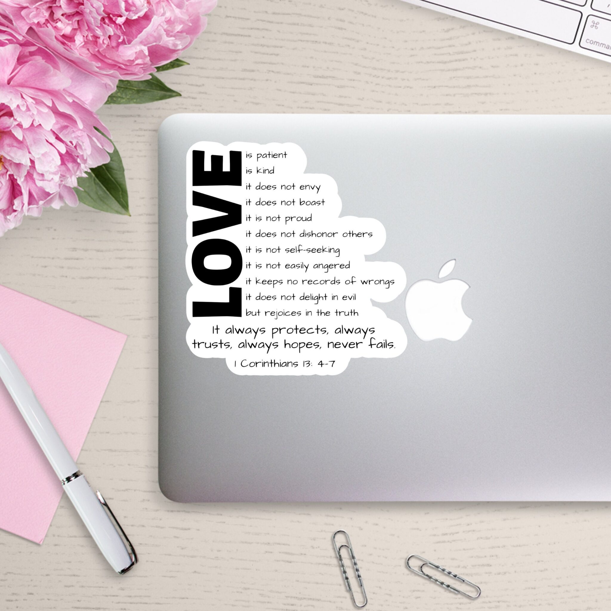 Bible Verse Stickers For Planner, Scripture Laptop, 1 Corinthians 13 ...