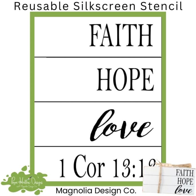 Book Words Faith Love Hope Stencil Magnolia Design Co 5 X 7 Reusable Silkscreen Diy Farmhouse Decor Craft Supplies
