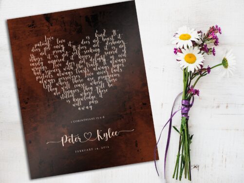 Bronze Gift For Her, Love Never Fails, 8 Year Anniversary Wife, Gift, 8Th Anniversary Gift 1 Cor 134-8