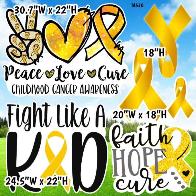 Cancer Awareness, Yellow, Childhood, Child Fight Cancer, Never Give Up, Faith, Hope, Love, Yard Cards | M630Hs