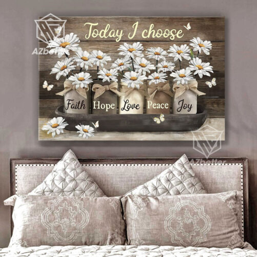 Canvas Art Today I Choose Faith Hope Love, Butterfly Art, Rustic Wall Decor, Gift For Christian, God Home Christmas