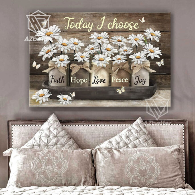 Canvas Art Today I Choose Faith Hope Love, Butterfly Art, Rustic Wall Decor, Gift For Christian, God Home Christmas