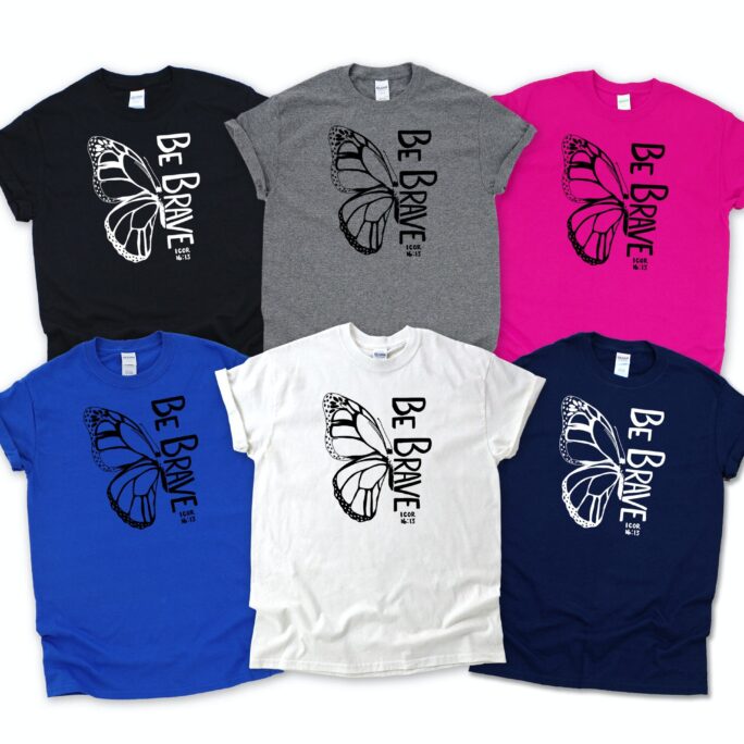 Christian Shirts - Youth Be Brave Butterfly 1 Corinthians