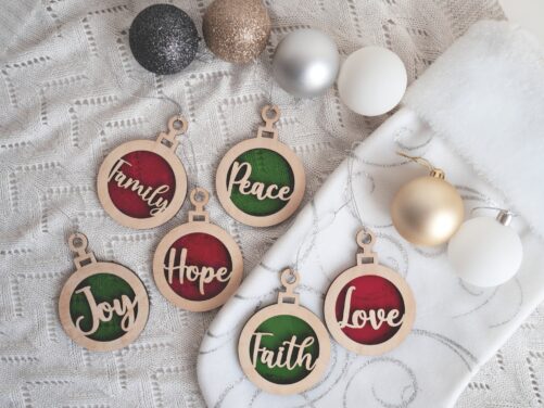 Christmas Tree Ornament | Christmas Words | Sayings - Decoration, Wooden Bauble, Wood Ornament, Decor