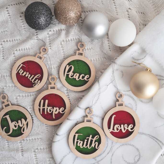 Christmas Tree Ornament | Christmas Words | Sayings - Decoration, Wooden Bauble, Wood Ornament, Decor