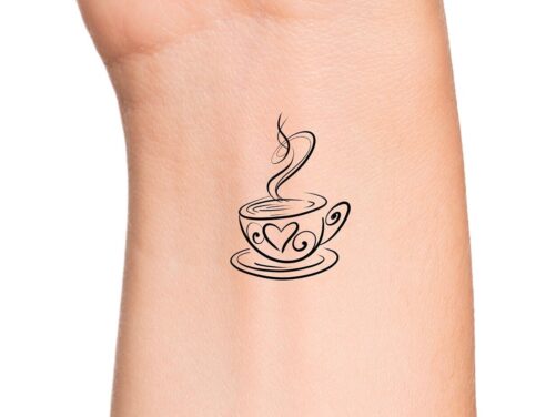 Coffee Cup Love Temporary Tattoo/Coffee Tattoo Tea
