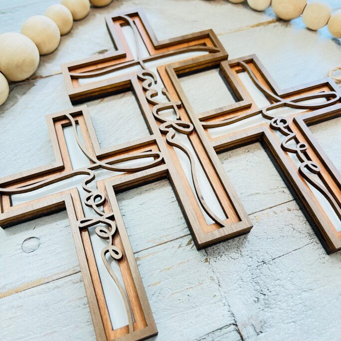 Connected - Set Of 3 Wall Cross | Layer Decor Inspirational Faith Hope Love