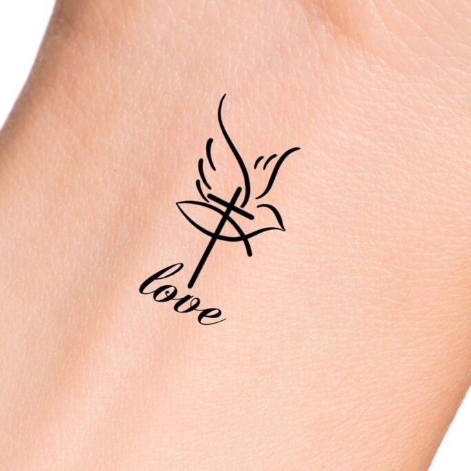 Cross Dove Jesus Fish Love Temporary Tattoo/Religious Tattoo