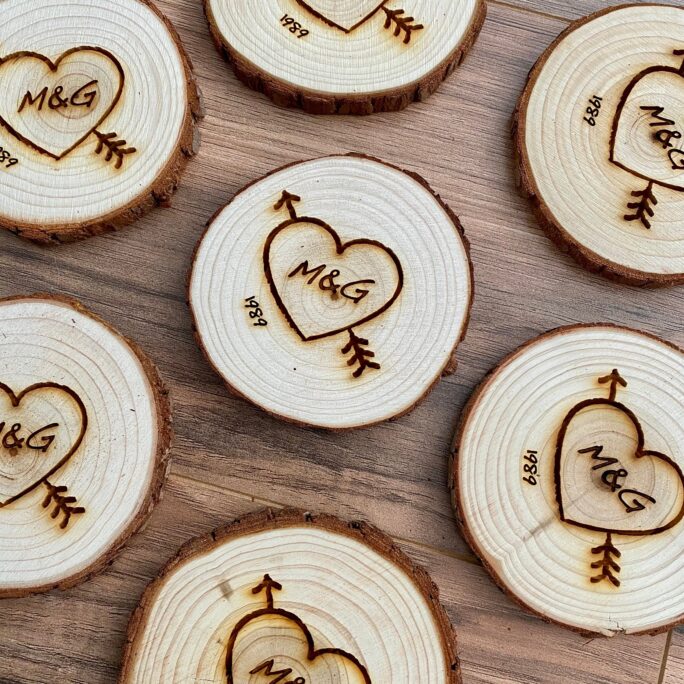 Custom Engraved Wood Coaster Set - Perfect Valentine's Day, Wedding, Engagement, Anniversary, Or Christmas Present