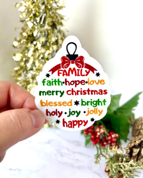 Cute Christmas Sticker, Stocking Stuffer, Family Ornament Vinyl Stickers, Favorites
