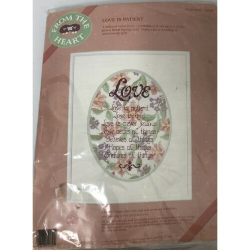 Dimensions From The Heart Needlepoint Love Is Patient 9 X 12 Pure Wool Wedding