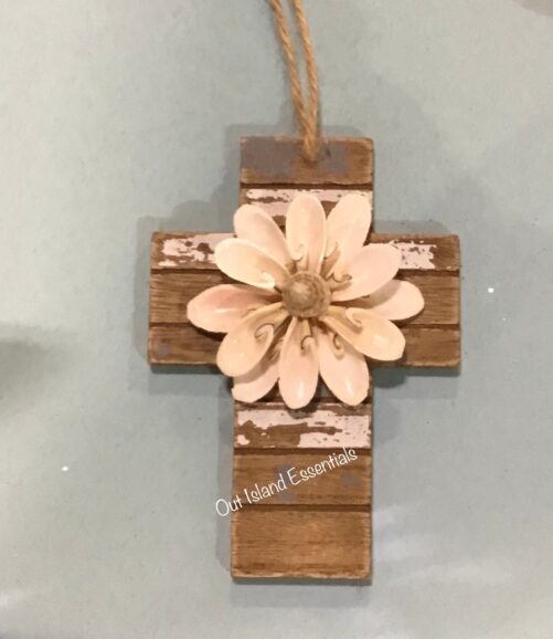 Distressed Faith Ornaments I Seashells & Wood Cross Christian God Is Love Icoastal Christmasicros