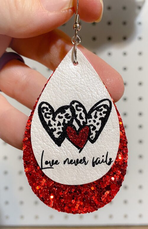 Double Layer Valentines Love Never Fails Earrings Corinthians