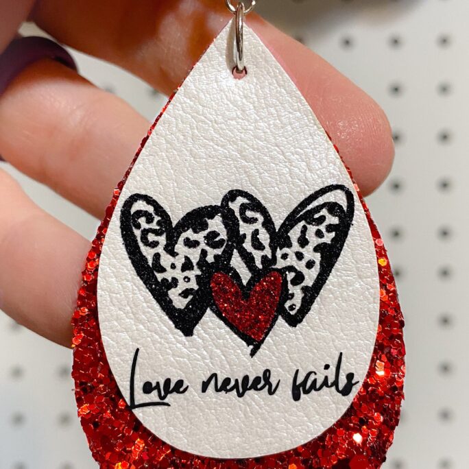 Double Layer Valentines Love Never Fails Earrings Corinthians