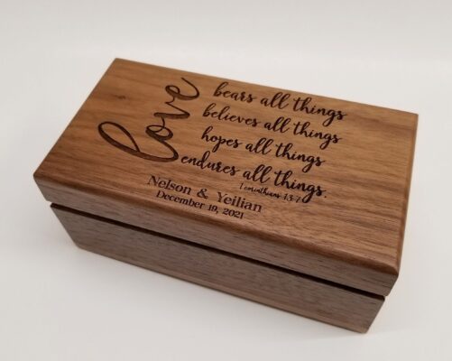 Double Ring Box 1 Corinthians - Wedding For Ceremony Personalized Wedding Band Box With Magnet Closure