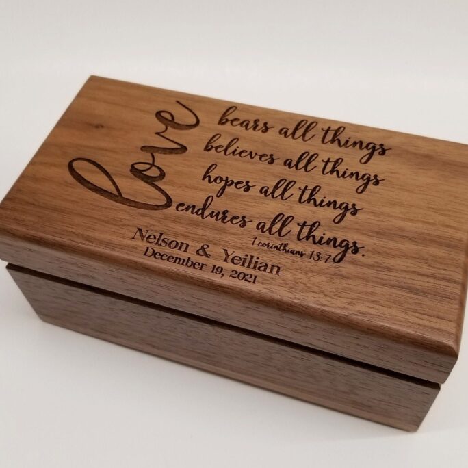 Double Ring Box 1 Corinthians - Wedding For Ceremony Personalized Wedding Band Box With Magnet Closure