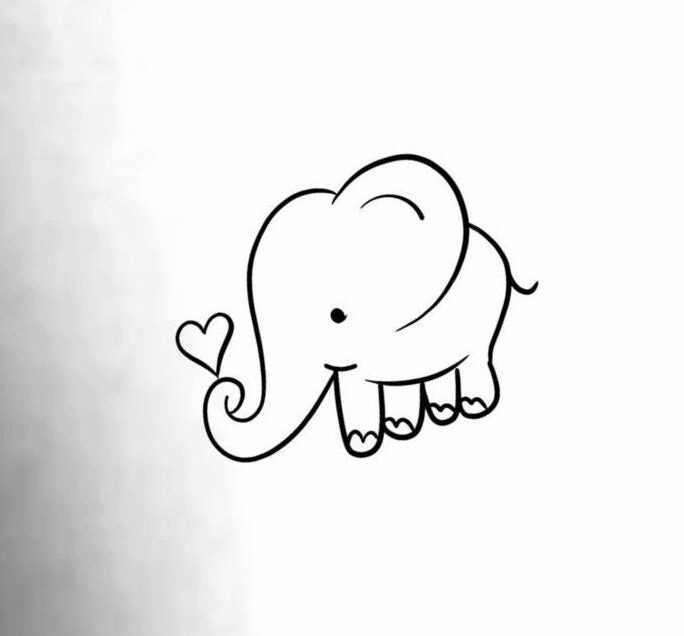 Elephant Heart Temporary Tattoo/Elephant Tattoo Baby Animal Heart Love Simple