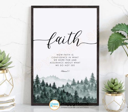 Faith Bible Verse Wall Art Scripture Quote Hebrews 111 Prints | Christian Poster Home Office Decor -P581