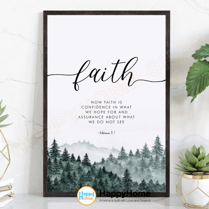 Faith Bible Verse Wall Art Scripture Quote Hebrews 111 Prints | Christian Poster Home Office Decor -P581