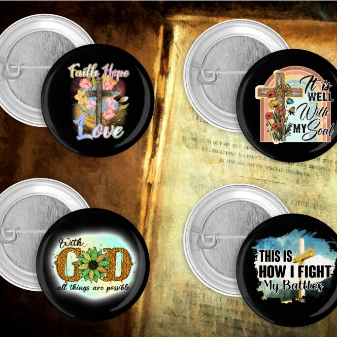 Faith Christian Religious 1.5" Pin Back Button Set