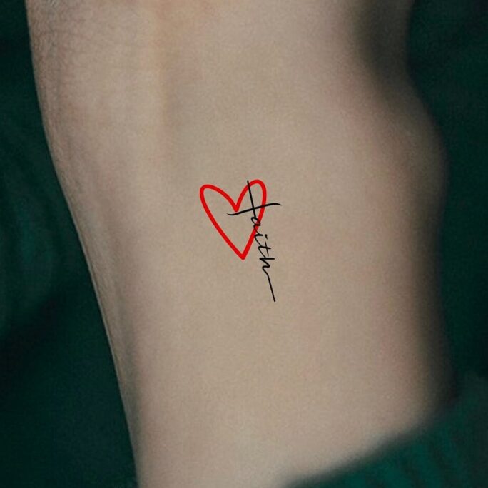 Faith Cross Heart Temporary Tattoo/Religious Tattoo