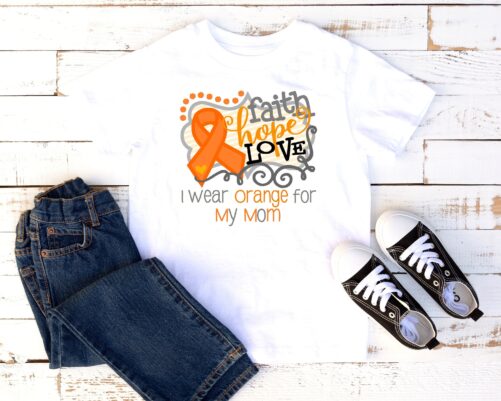 Faith Hope Love | I Wear Orange For Awareness Orange Ribbon Leukemia Multiple Sclerosis Kidney Cancer Renal T-Shirt One Piece
