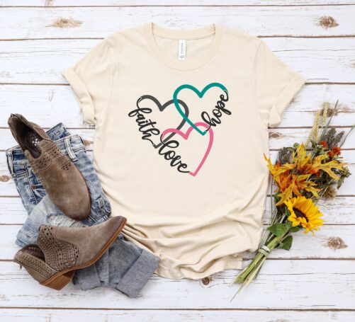 Faith Hope Love Shirt, Christian Gift Motivational Bible Scripture Gifts T-Shirts