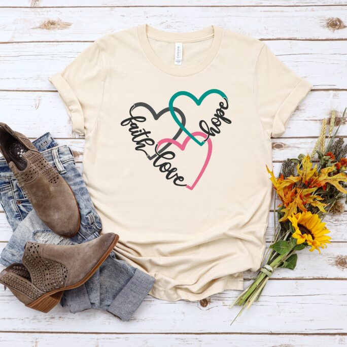 Faith Hope Love Shirt, Christian Gift Motivational Bible Scripture Gifts T-Shirts