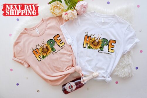 Faith Hope Love Shirt, Mother's Day Gift Ideas, For Mom, Mama Sweatshirt, With Flowers Tees, Colorful Religious Shirt