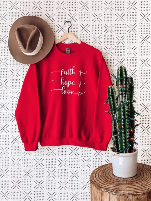 Faith Hope Love Sweatshirt, Christian Religious Sweatshirt Hoodie, Christmas Positive Believer Gifts