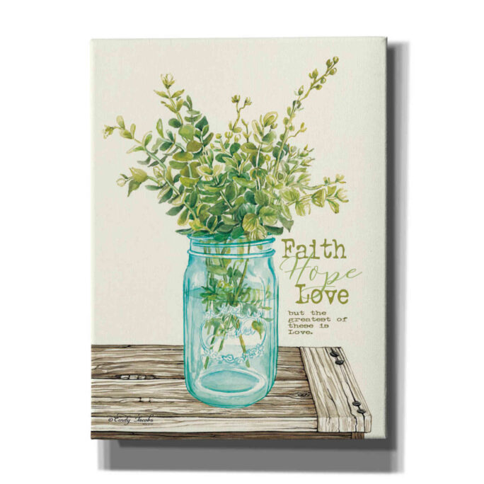 Faith, Hope, Love & Eucalyptus By Cindy Jacobs, Canvas Wall Art